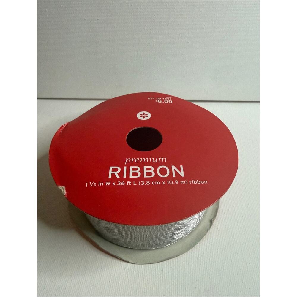 Silver Metallic Ribbon on Red Spool - Picture 2 of 4